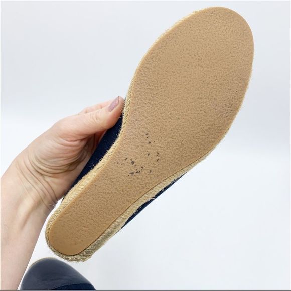 Jack Rogers Palmer Blue Closed Cap Toe Fabric/Leather Wedge Espadrilles Sz 5 - Picture 11 of 12